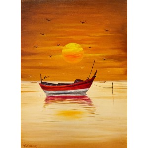 Muhammad Noman, 14 x 20 Inch, Acrylic on Canvas, Seascape Painting, AC-MNON-008